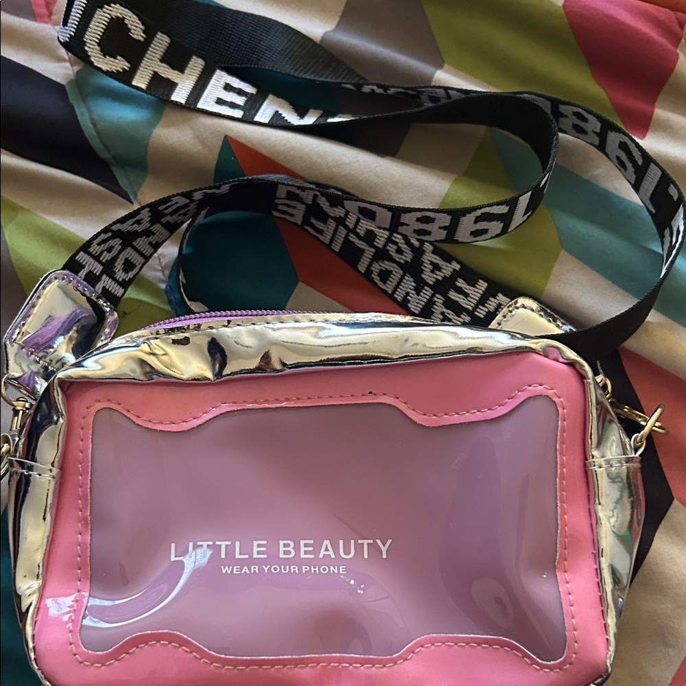 Pink and Silver Crossbody Bag
